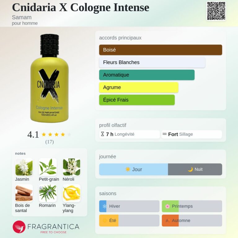 Cnidaria X Cologne Intense Samam pour homme 100ml edp