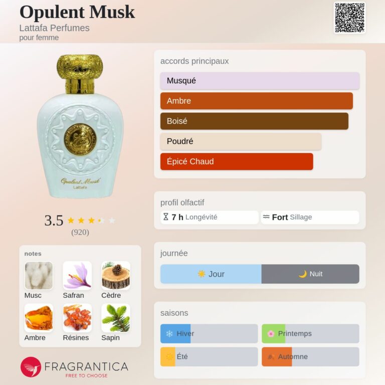 Opulent Musk Lattafa 100ml eau de parfum femme