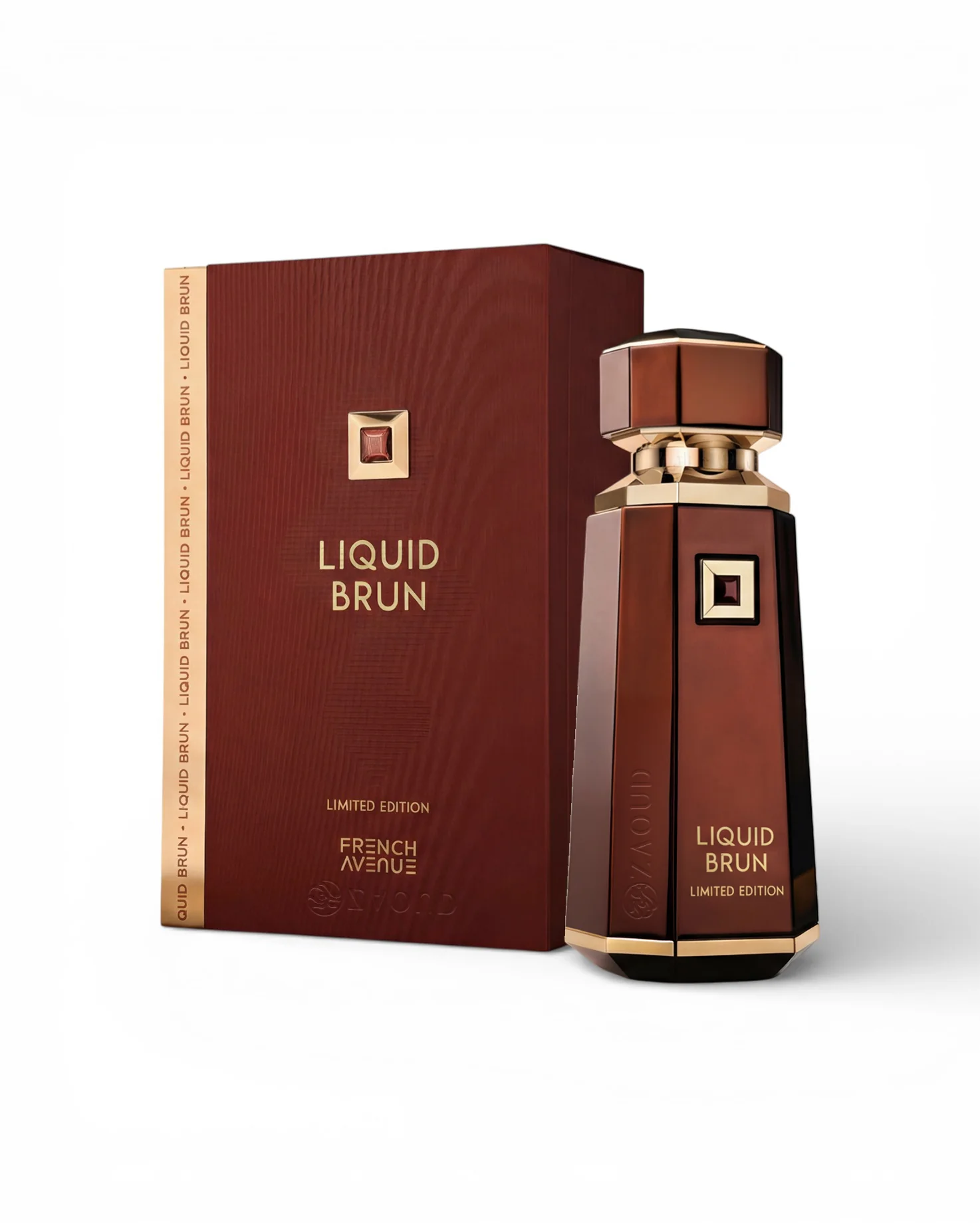 Liquid-Brun-extrait-Limited-Edition-perfume-bottle-beside-box-against-white-background LIQUID BRUN EXTRAIT LIMITED EDITION 150ML French Avenue