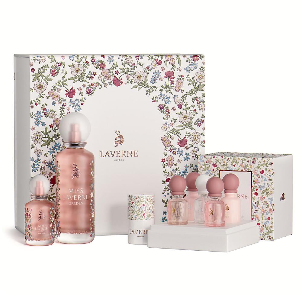 MISS LAVERNE GARDEN SET Coffret :Parfum 200ml+HAIR MIST 50ml+ Écharpe+ 5 Mini Parfums